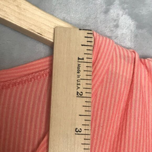 Comfy USA Top Womens Small Orange Stripe V Neck 3/4 Sleeve A Line Pockets AS IS - Picture 8 of 11